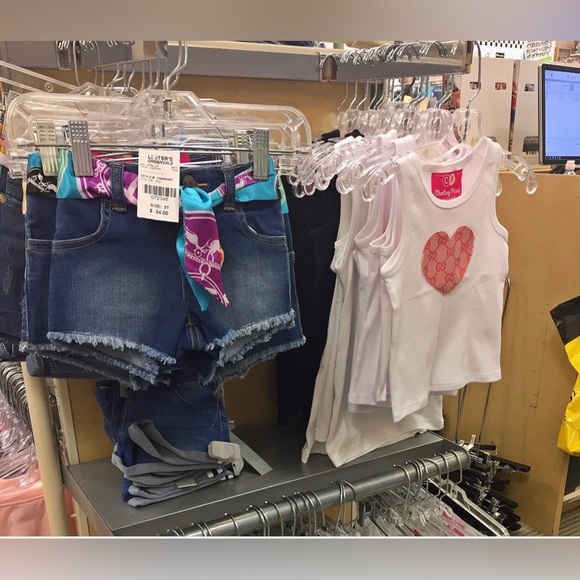 Toddler Denim Shorts W/ Bandana Print Scarf Belt - Picture 3 of 3